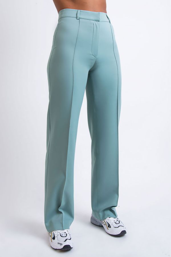 Högmidjade Kostymbyxor Utan Fickor - Hazel Light Green