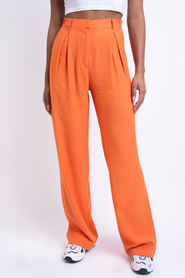 Högmidjade Vida Byxor - Sienna Orange
