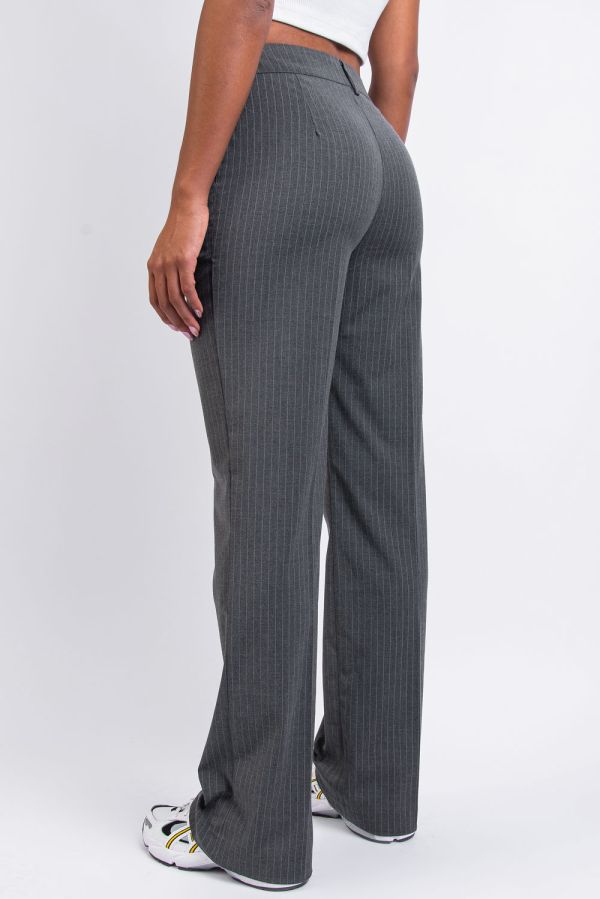 Högmidjade Kostymbyxor - Erin Pinstripe Grey