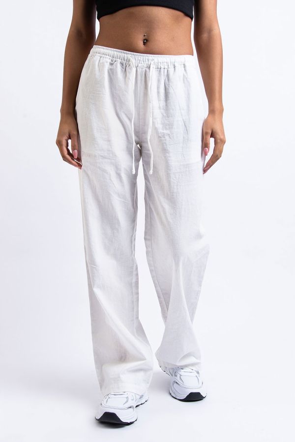 Mid Waist Linnebyxor - Mila White