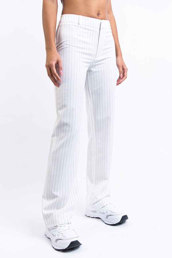 Mid Waist Kostymbyxor Utan Fickor - Marlee White Stripe