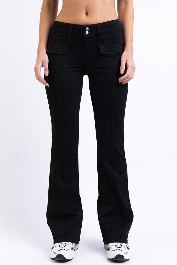 Lågmidjade Bootcut Jeans Med Stråveck - Madison Black