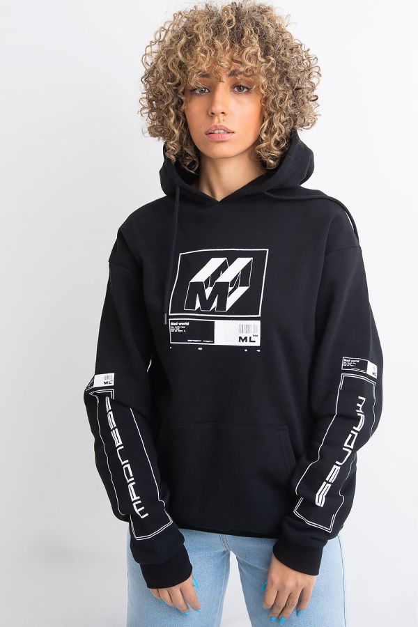 Grafisk Hoodie - Mad Tech Black